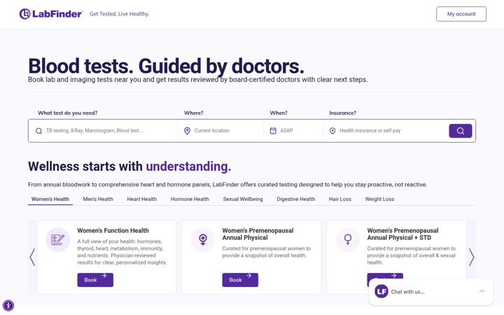 Screenshot of labfinder.com