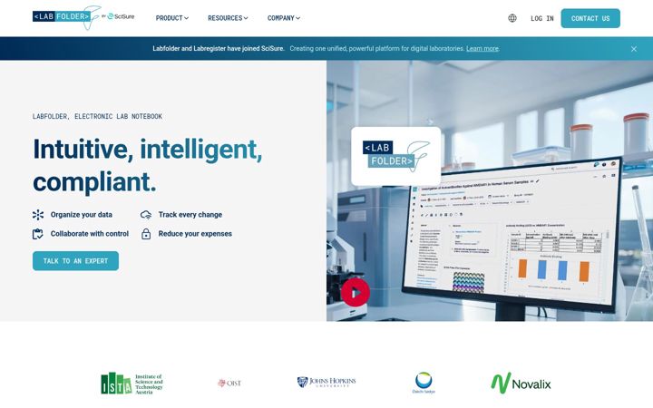Screenshot of labfolder.com