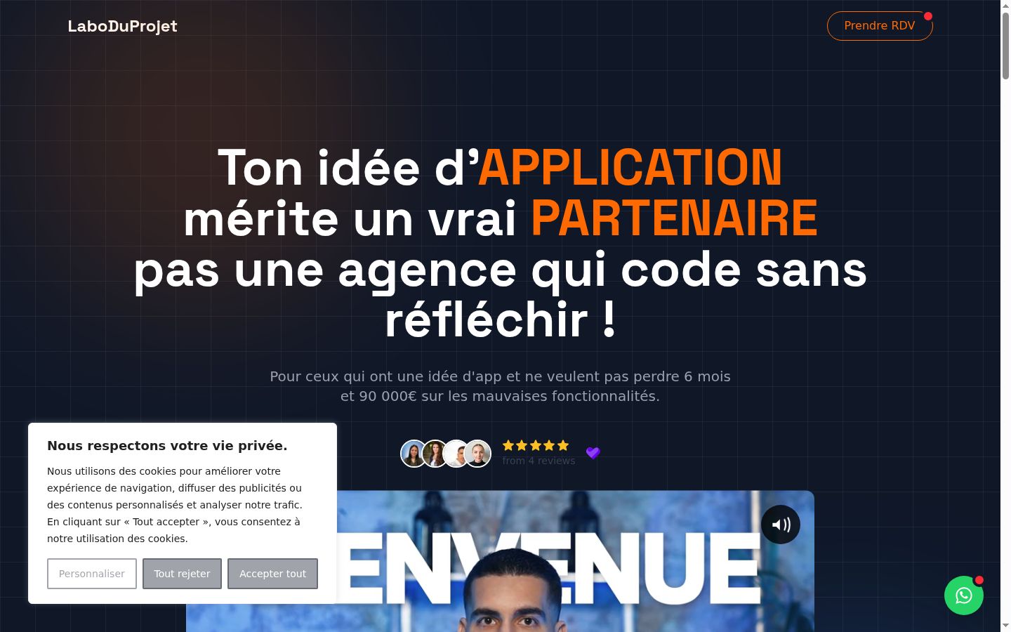 Screenshot del banner di consenso mostrato prima di qualsiasi interazione