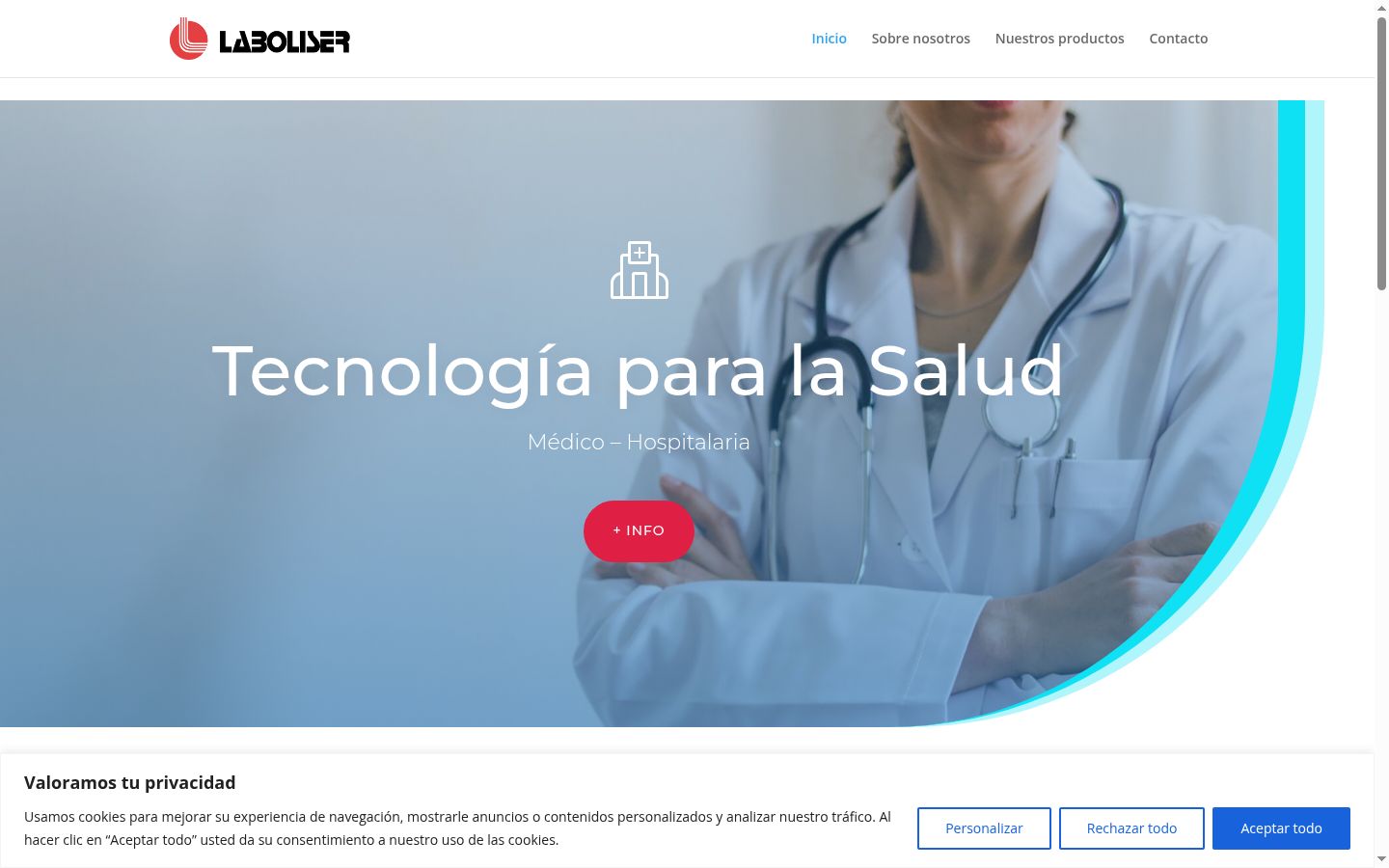 Captura de pantalla del banner de consentimiento mostrado antes de cualquier interacción