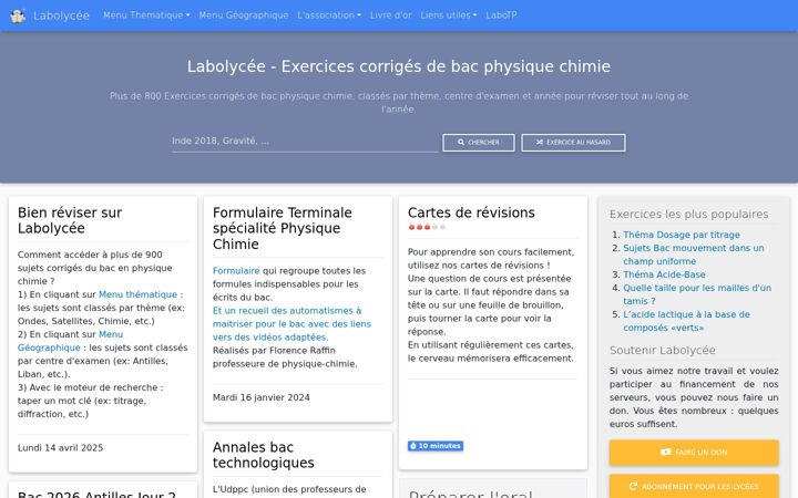 Screenshot of labolycee.org