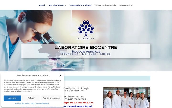 Screenshot of laboratoirebiocentre.fr