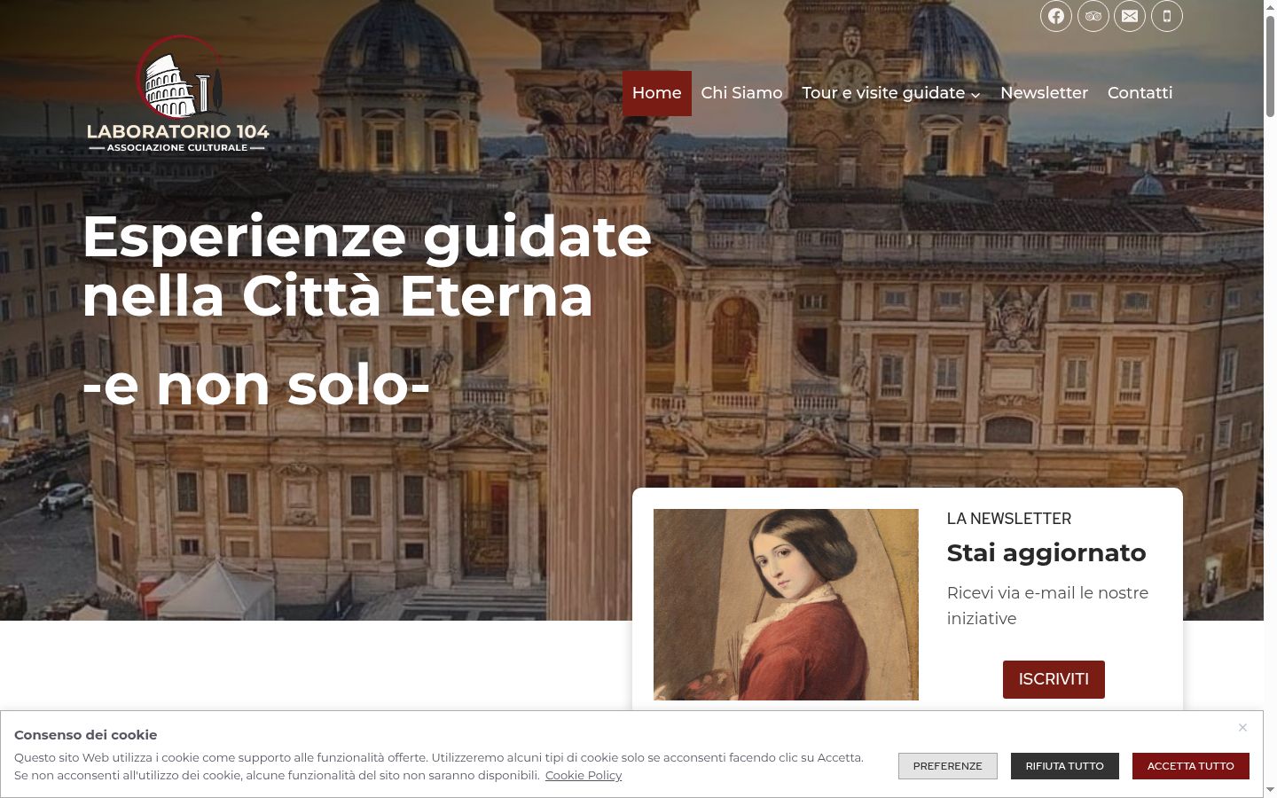 Screenshot del banner di consenso mostrato prima di qualsiasi interazione