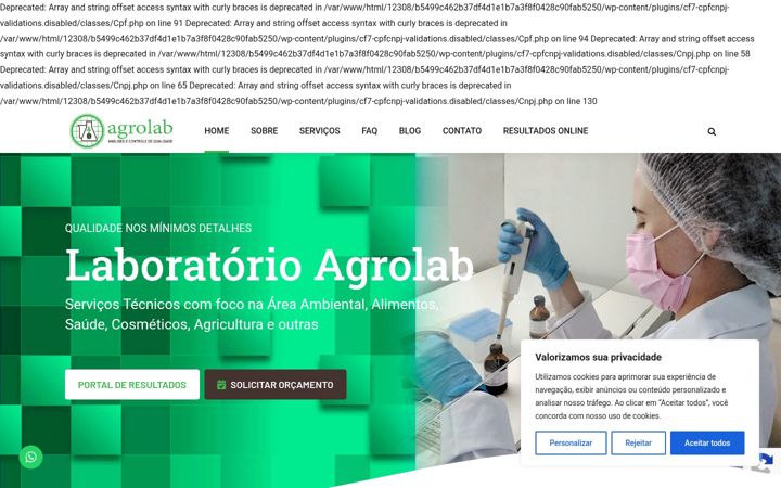 Screenshot of laboratorioagrolab.com.br