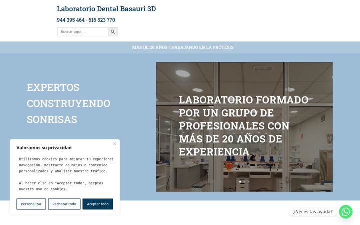 Screenshot of laboratoriodentalbasauri3d.com