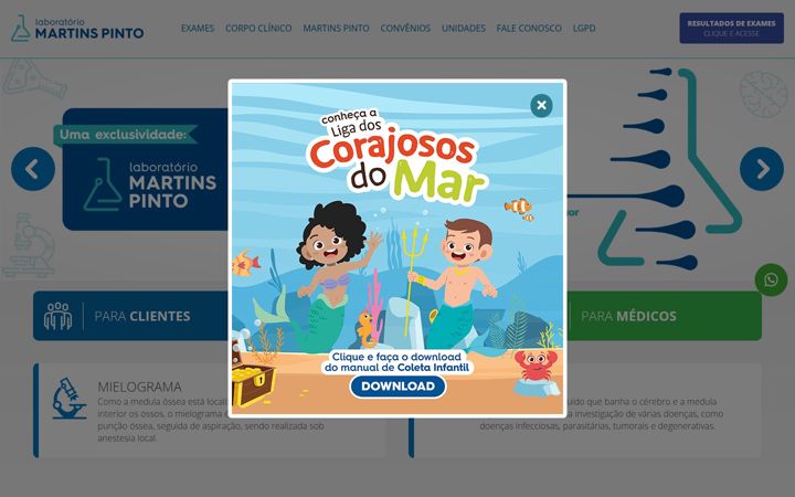 Screenshot of laboratoriomartinspinto.com.br