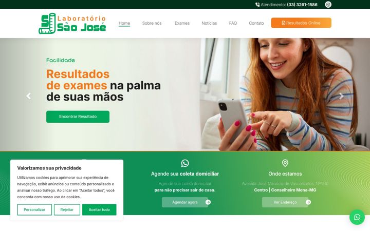 Screenshot of laboratoriosaojosecp.com.br