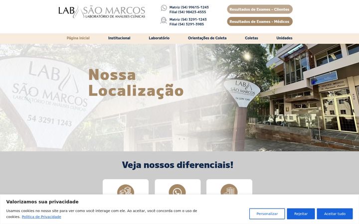 Screenshot of laboratoriosmarcos.com.br