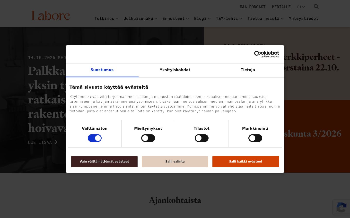 Ekraanipilt nõusolekubännerist, mida näidati enne mis tahes suhtlust