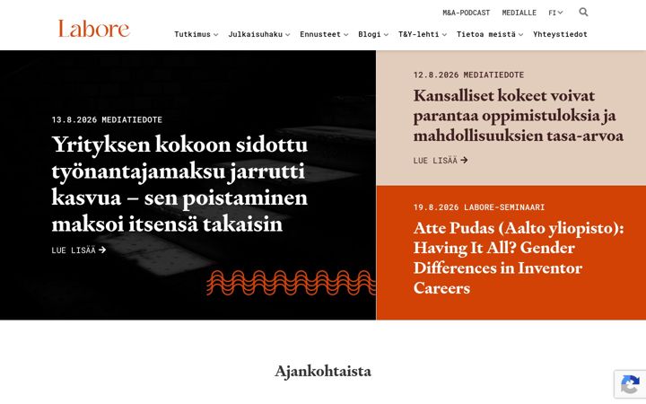 Screenshot of labore.fi