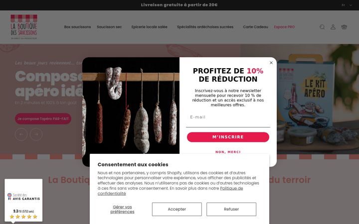 Ekrano kopija laboutiquedessaucissons.fr