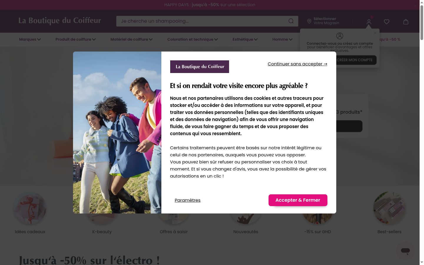Screenshot des Einwilligungsbanners vor jeglicher Interaktion