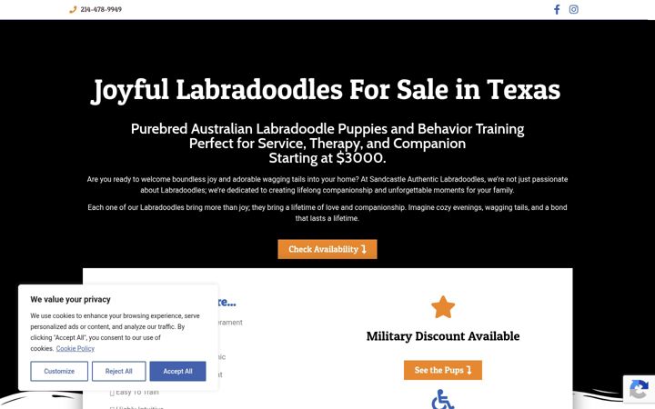 Screenshot of labradoodlesoftx.com