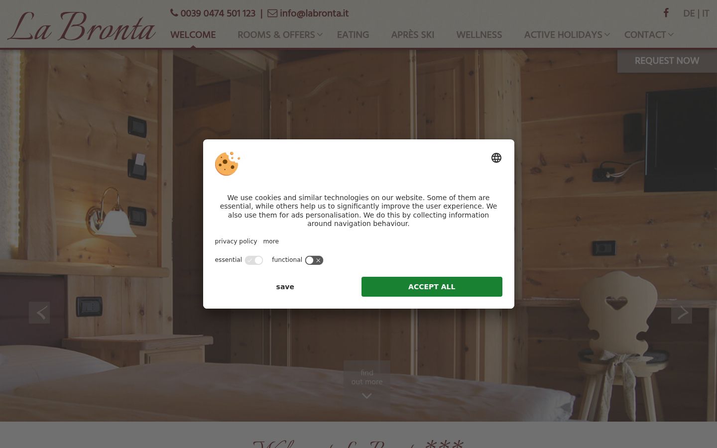 Screenshot of the consent banner shown before any interaction