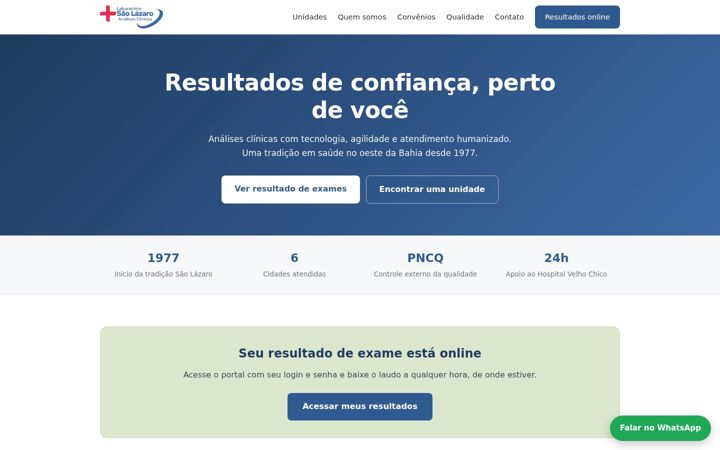 Screenshot of labsaolazaro.com.br