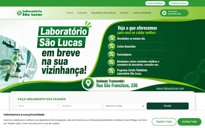 Screenshot of labsaolucas.com