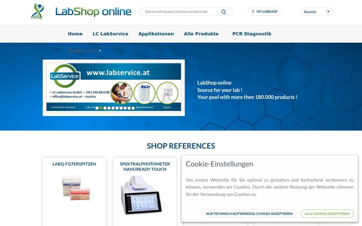 Screenshot of labshop-online.com