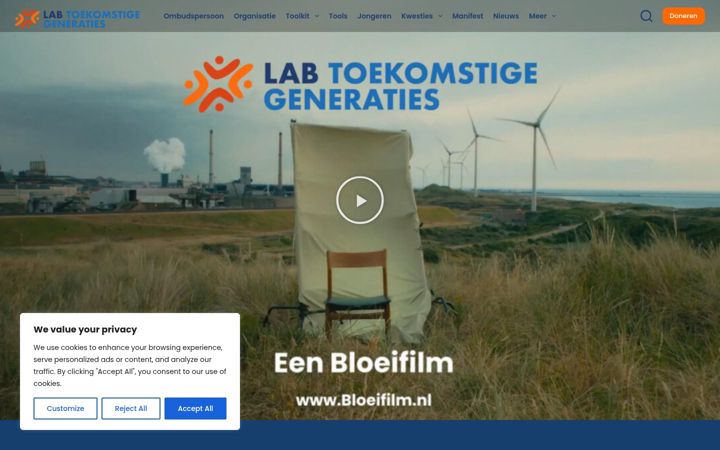 Screenshot of labtoekomstigegeneraties.nl