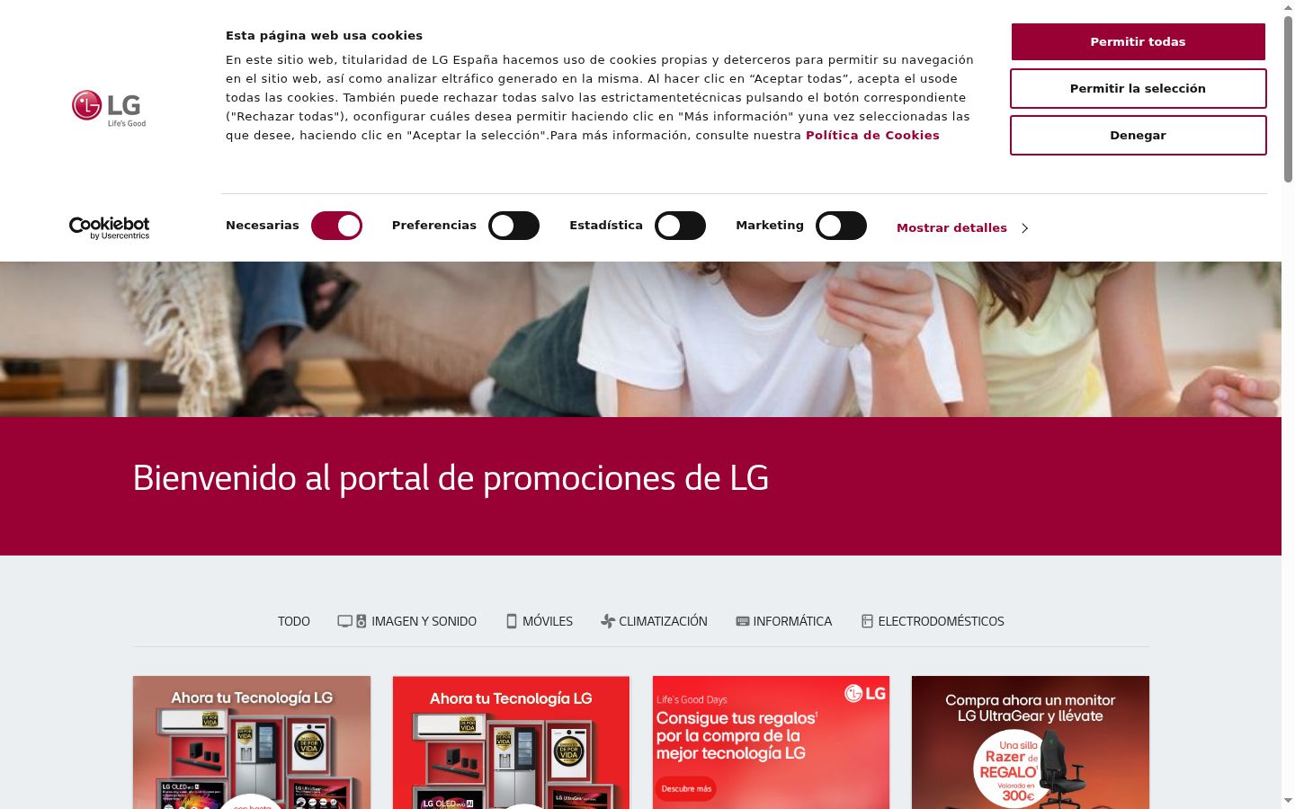Screenshot del banner di consenso mostrato prima di qualsiasi interazione