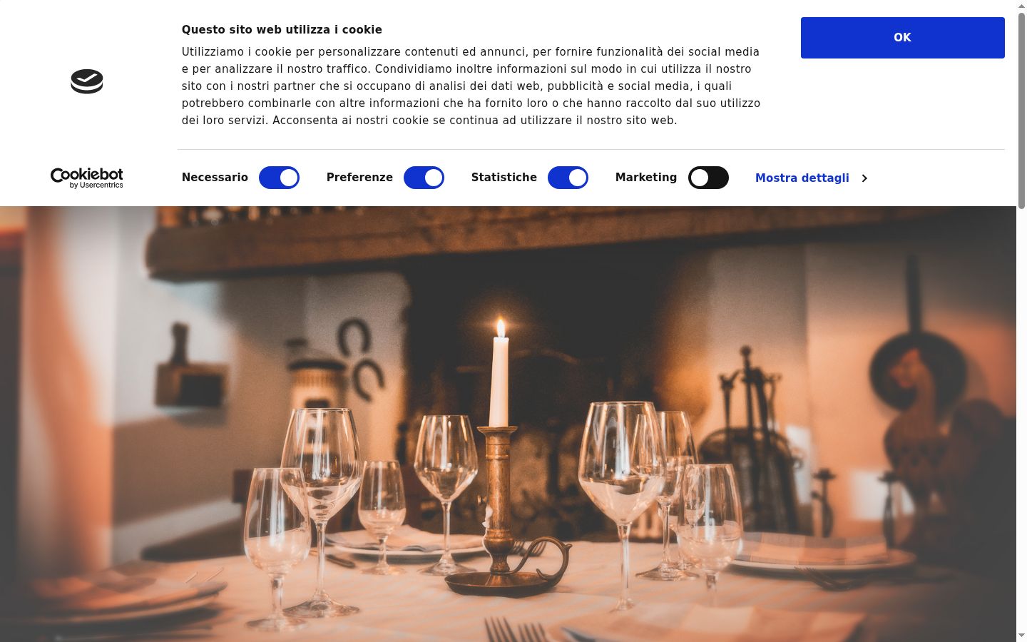 Screenshot del banner di consenso mostrato prima di qualsiasi interazione