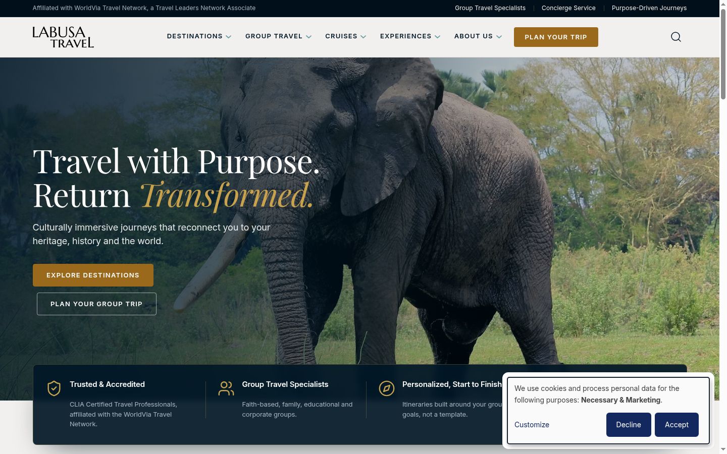 Screenshot of the consent banner shown before any interaction