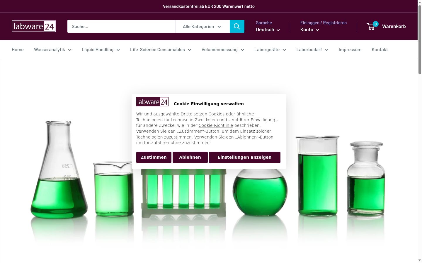 Screenshot del banner di consenso mostrato prima di qualsiasi interazione