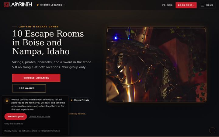 Screenshot of labyrinthescapegames.com