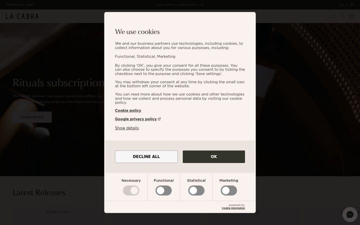 Screenshot of lacabra.dk