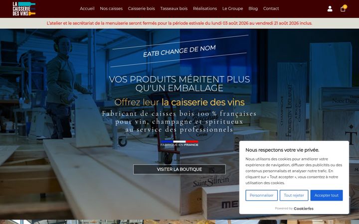 Screenshot of lacaisseriedesvins.fr