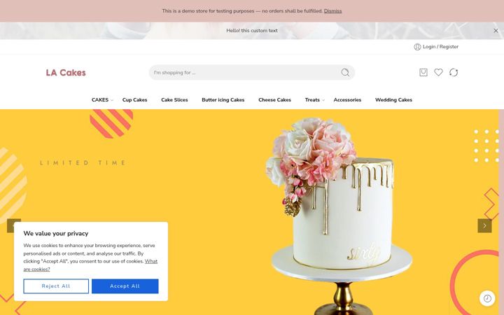 Screenshot of lacakes.co.uk