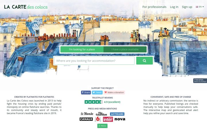Screenshot of lacartedescolocs.fr
