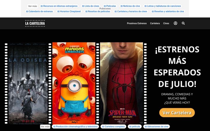 Screenshot of lacartelera.pe