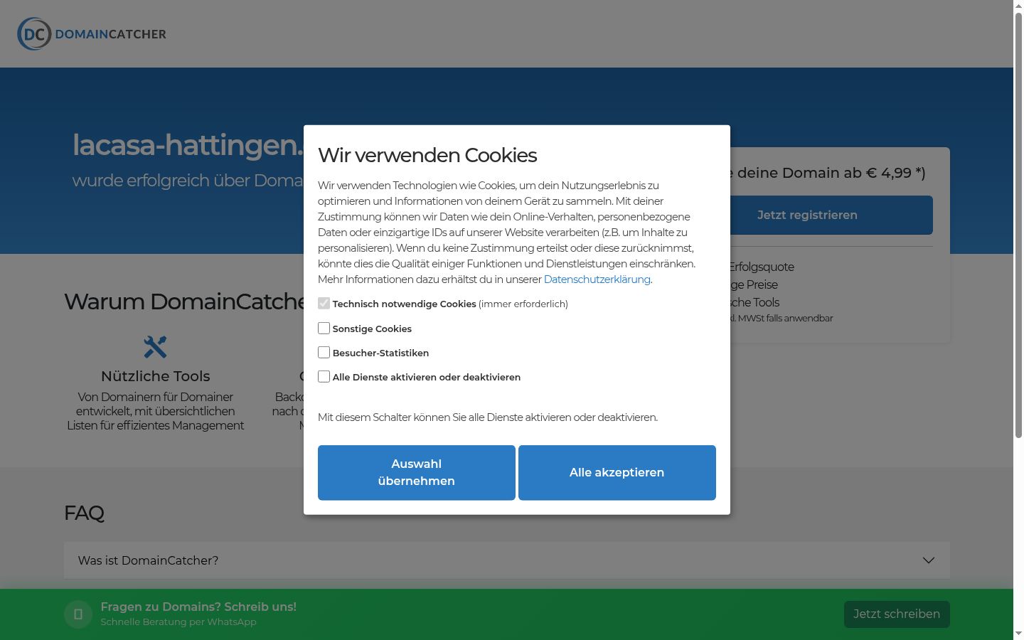 Screenshot del banner di consenso mostrato prima di qualsiasi interazione