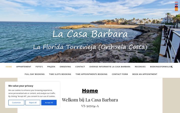 Screenshot of lacasabarbara.nl