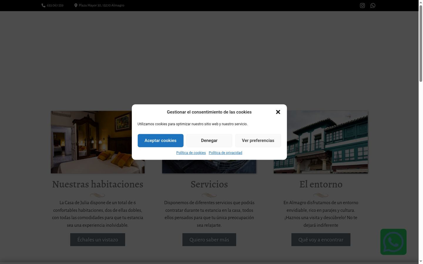 Screenshot of the consent banner shown before any interaction
