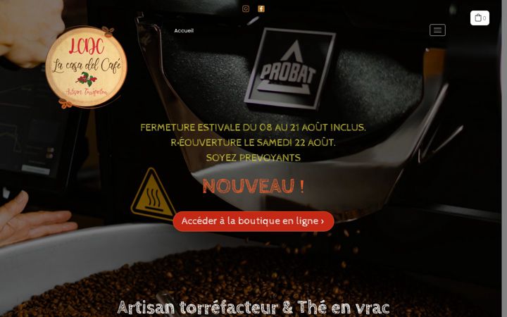Screenshot of lacasadelcafe.fr