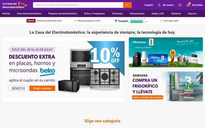 Screenshot of lacasadelelectrodomestico.com