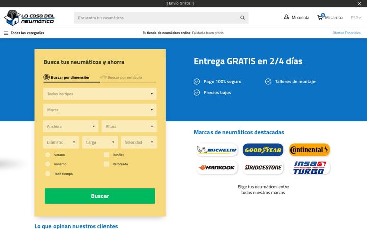 Screenshot of lacasadelneumatico.com