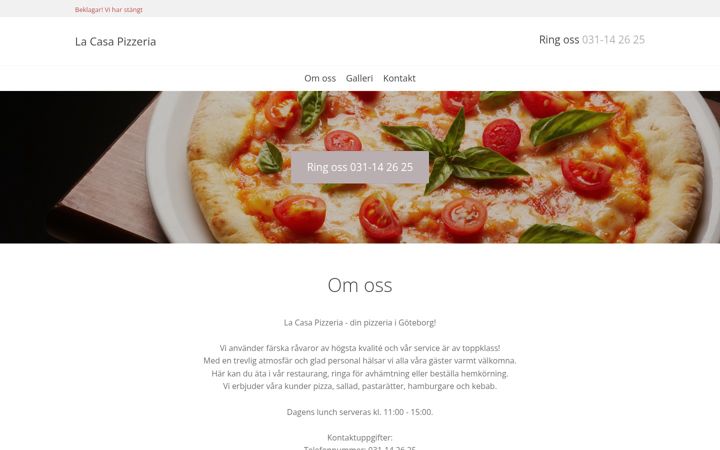 Screenshot of lacasapizzeria1.se