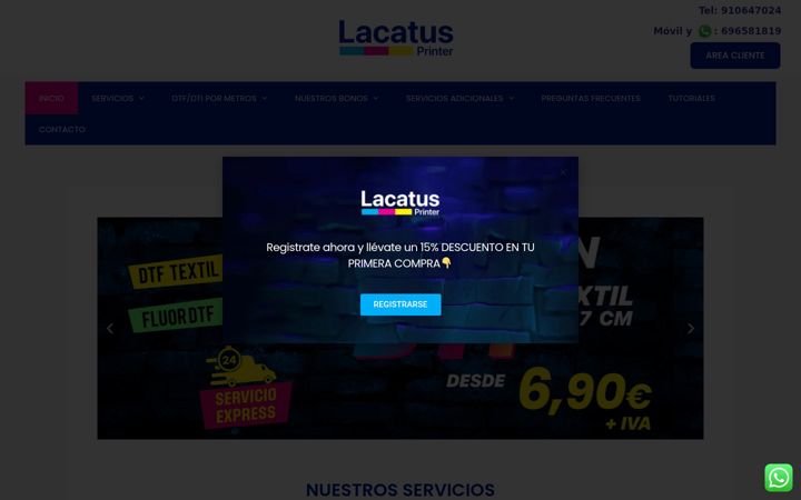 Screenshot of lacatusprinter.com