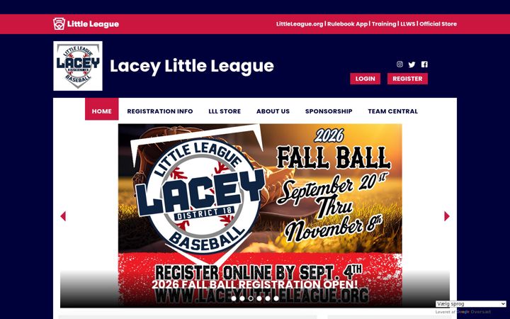 Screenshot of laceylittleleague.org