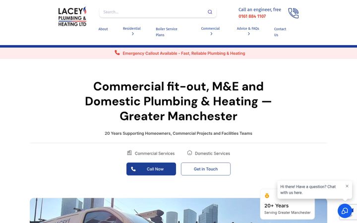 Screenshot of laceyplumbing.co.uk