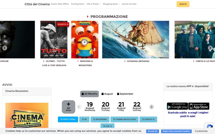 Screenshot of lacittadelcinema.it
