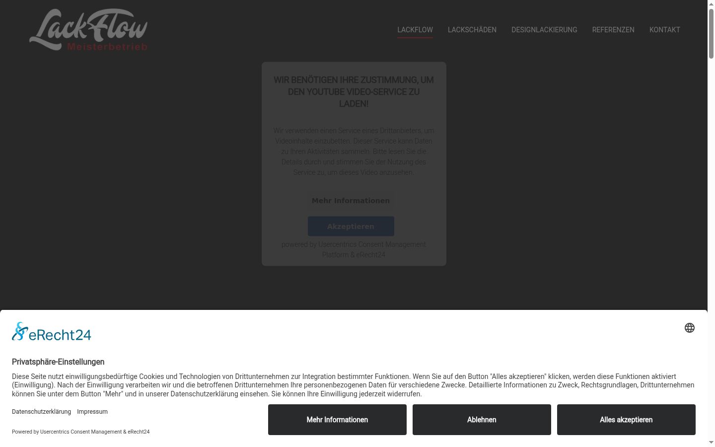 Screenshot del banner di consenso mostrato prima di qualsiasi interazione
