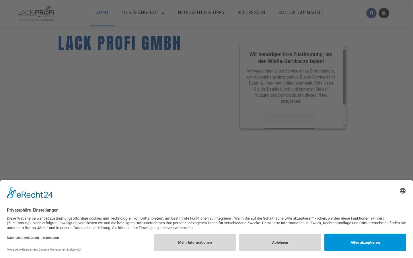 Screenshot del banner di consenso mostrato prima di qualsiasi interazione