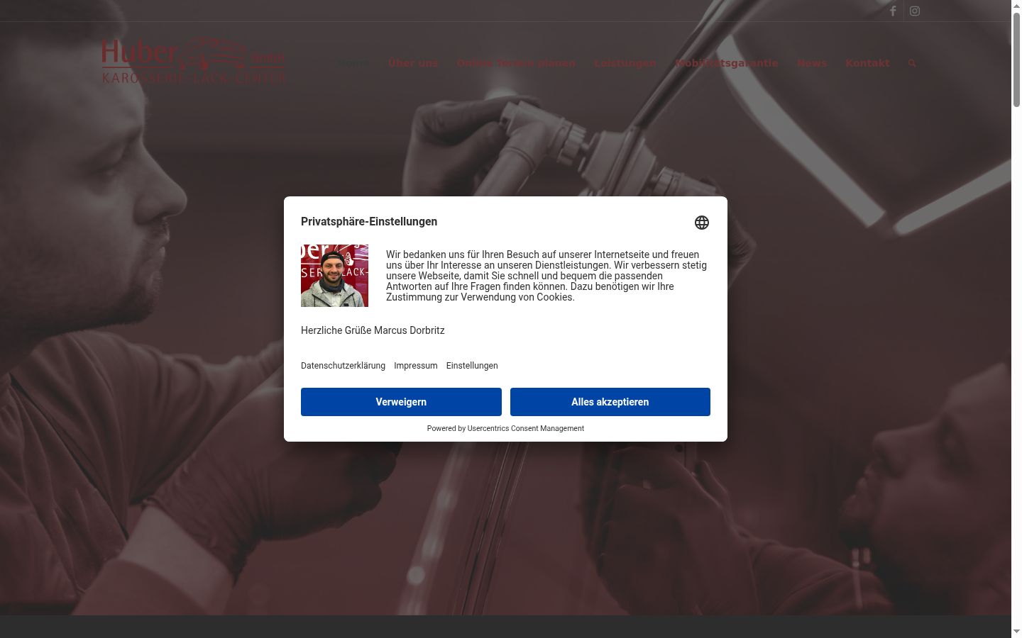 Screenshot del banner di consenso mostrato prima di qualsiasi interazione