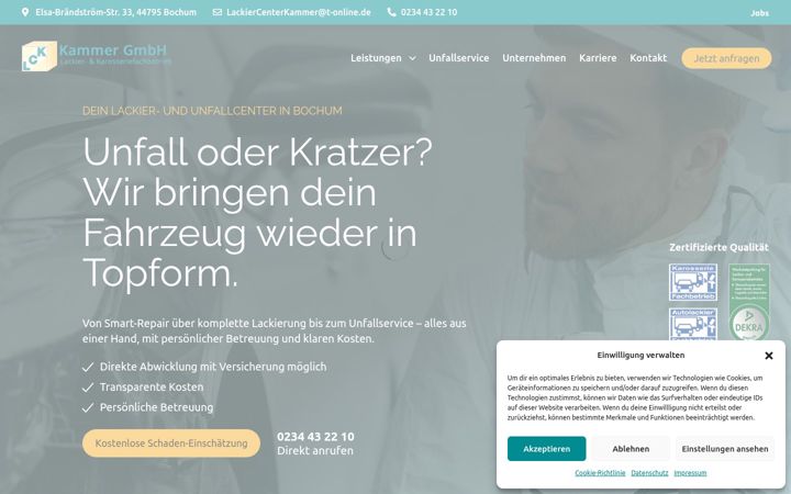 Screenshot of lackier-center-kammer.de
