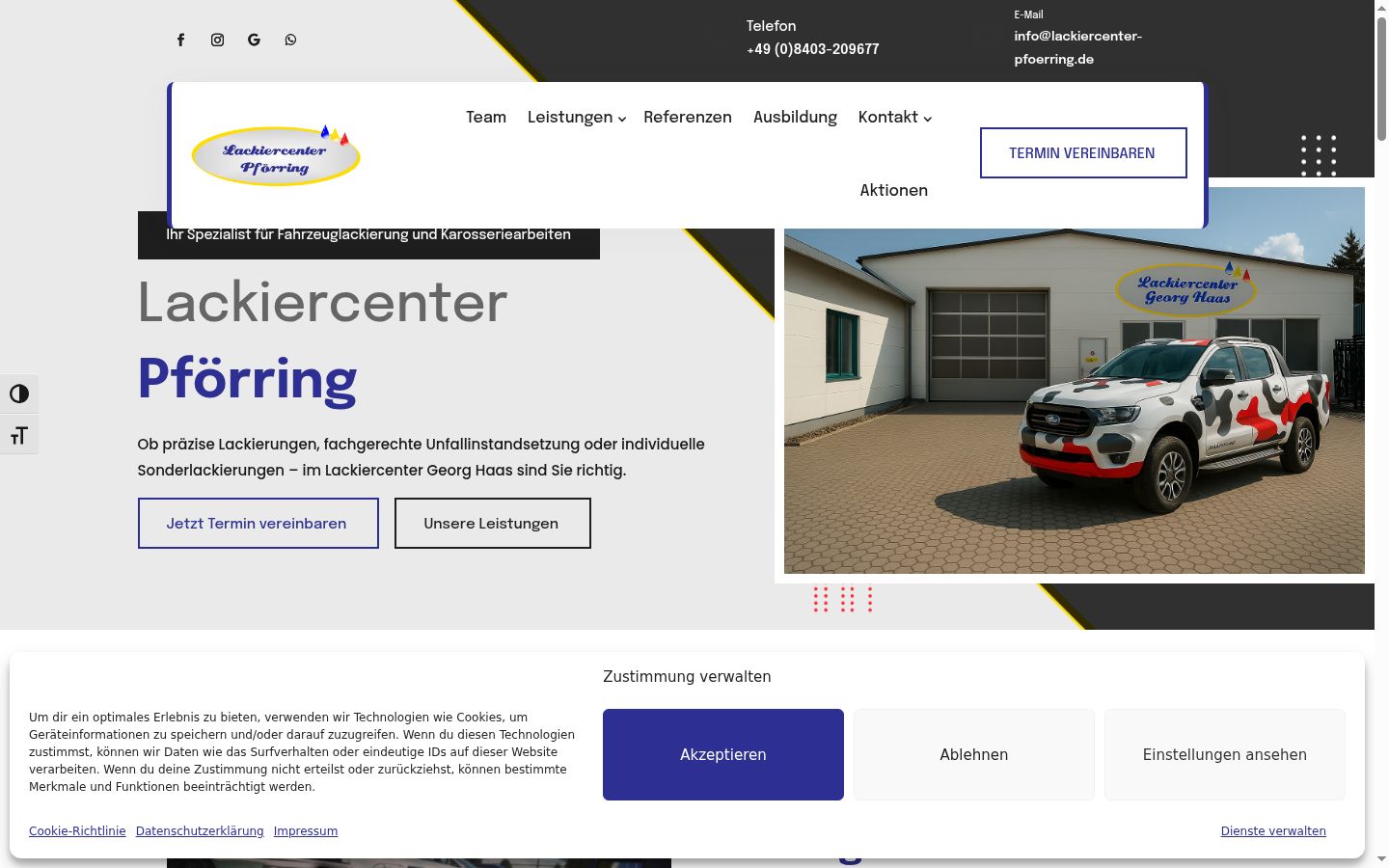 Screenshot del banner di consenso mostrato prima di qualsiasi interazione