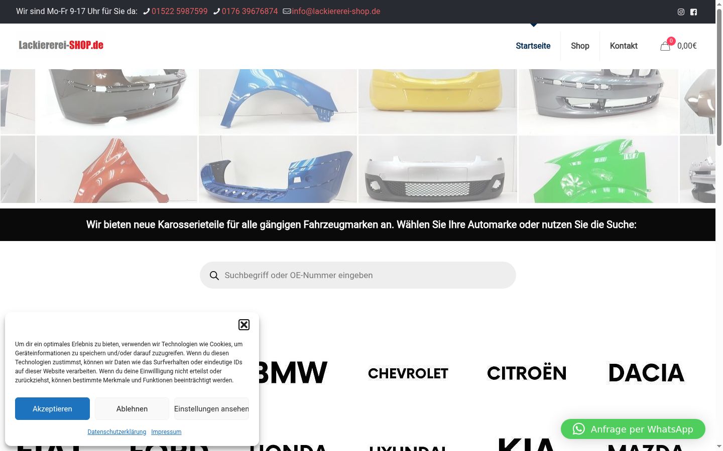Captura de ecrã do banner de consentimento apresentado antes de qualquer interação