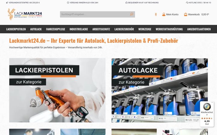 Screenshot of lackmarkt24.de